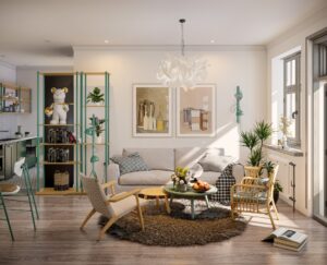 Tường phòng khách trước khi sơn hiệu ứng ánh kim
